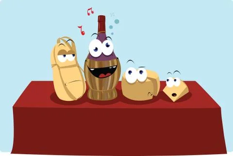 Funny drunk wine Stock Illustration