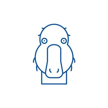 Funny duck line icon concept. Funny duck flat vector symbol, sign, outline Stock Illustration