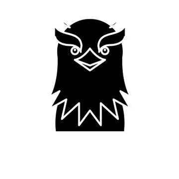 Funny eagle black icon, vector sign on isolated background. Funny eagle concept Stock Illustration