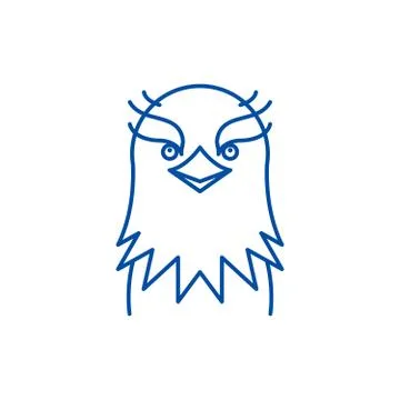Funny eagle line icon concept. Funny eagle flat vector symbol, sign, outline Stock Illustration