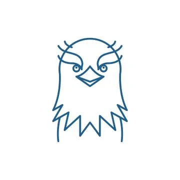Funny eagle line icon concept. Funny eagle flat vector symbol, sign, outline Stock Illustration