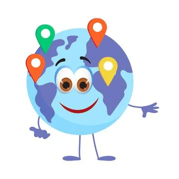 Funny Earth Globe on white background, flat design vector illustration Stock Illustration