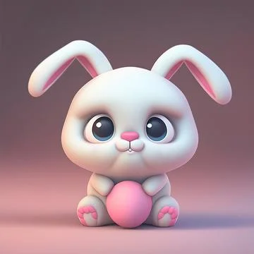 Funny Easter bunny, 3d render Stock Illustration