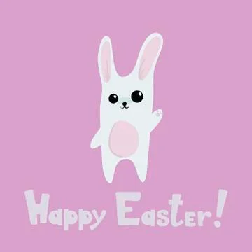 Funny easter bunny with cute pink paunch Stock Illustration