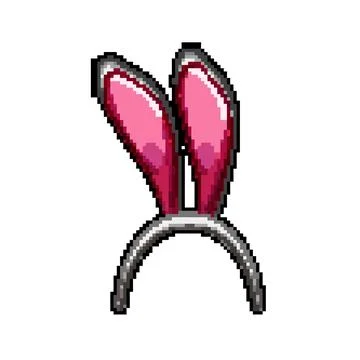 Funny easter bunny ear pixel art vector illustration Illustrazione stock