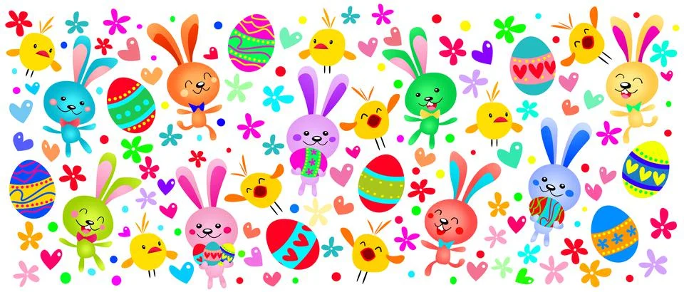 Funny Easter bunny. Happy Easter holiday concept. 3d illustration Stock Illustration