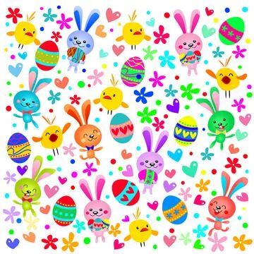 Funny Easter bunny. Happy Easter holiday concept. 3d illustration Stock Illustration