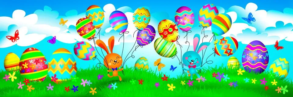 Funny Easter bunny. Happy Easter holiday concept. 3d illustration Stock Illustration