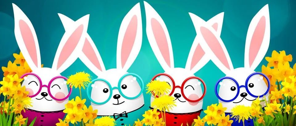 Funny Easter bunny. Happy Easter holiday concept. 3d illustration Stock Illustration
