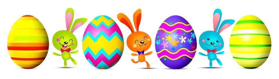 Funny Easter bunny. Happy Easter holiday concept. 3d illustration Stock Illustration
