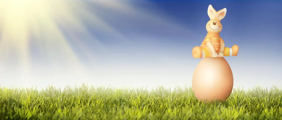 Funny Easter bunny. Happy Easter holiday concept. Stock Photos