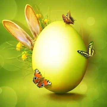 Funny Easter bunny. Happy Easter holiday concept. Stock Photos