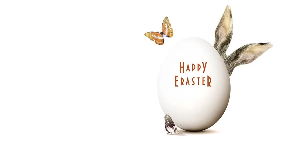 Funny Easter bunny. Happy Easter holiday concept. Stock Photos