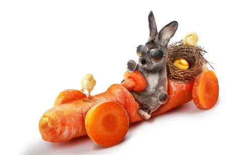 Funny Easter bunny. Happy Easter holiday concept. Stock Photos