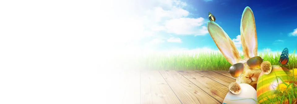 Funny Easter bunny. Happy Easter holiday concept. Foto stock