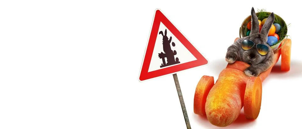 Funny Easter bunny. Happy Easter holiday concept. Stock Photos