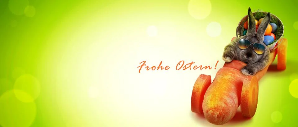 Funny Easter bunny. Happy Easter holiday concept. Stock Photos