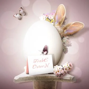 Funny Easter bunny. Happy Easter holiday concept. Stock Photos