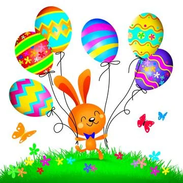 Funny Easter bunny. Happy Easter holiday concept. 3d illustration Easter c... Stock Photos