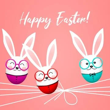 Funny Easter bunny. Happy Easter holiday concept. 3d illustration Easter c... Stock Photos