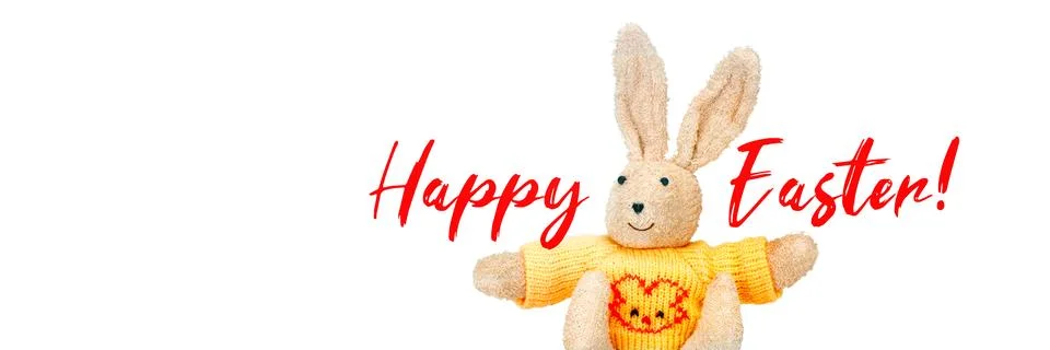 Funny Easter bunny. Happy Easter holiday concept. Stock Photos