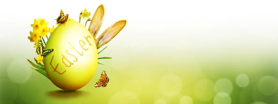 Funny Easter bunny. Happy Easter holiday concept. Stock Photos