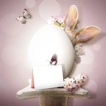 Funny Easter bunny. Happy Easter holiday concept. Stock Photos
