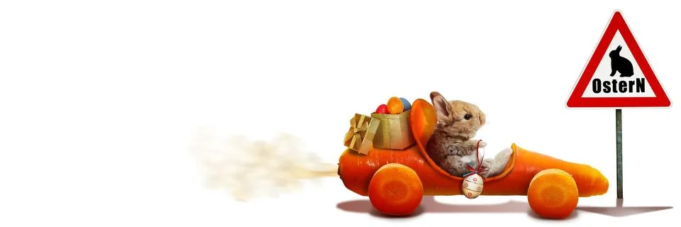 Funny Easter bunny. Happy Easter holiday concept. Stock Photos