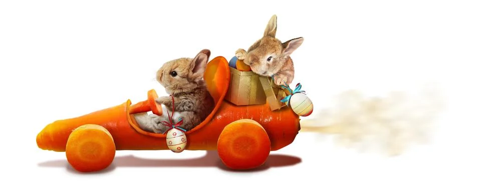 Funny Easter bunny. Happy Easter holiday concept. Stock Photos