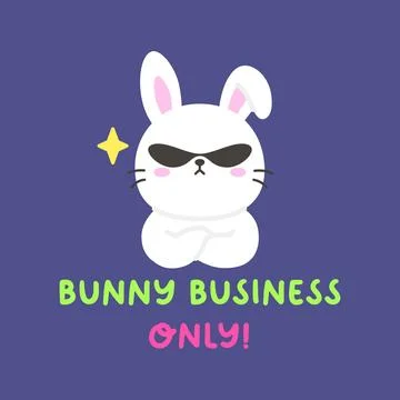 Funny Easter Bunny with Sunglasses and Bunny Business Only Quote Stock Illustration