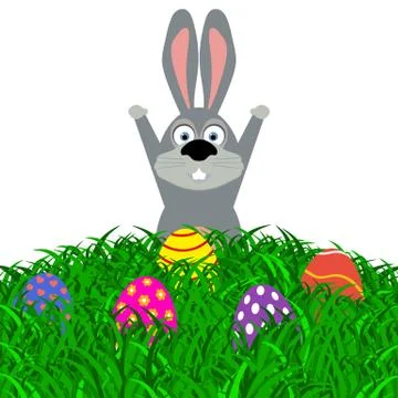 Funny easter bunny on a white background Stock Illustration