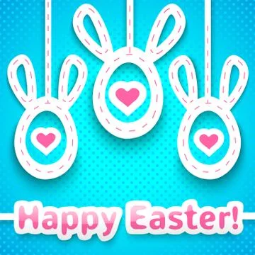 Funny easter card with big-eared eggs. Stock Illustration