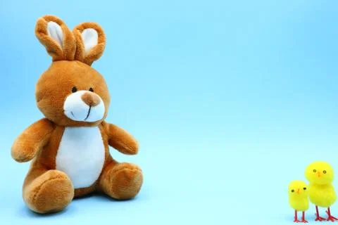 Funny Easter Composition with Teddy Bunny Stock-Fotos