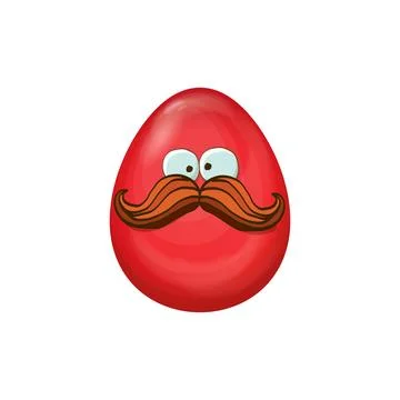 Funny Easter Egg: Cartoon Character with Mustache and Teeth, Quirky Holiday 库存插图