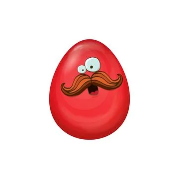 Funny Easter Egg: Cartoon Character with Mustache and Teeth, Quirky Holiday 스톡 일러스트