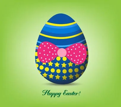 Funny easter egg with red bow - Happy Easter Card Stock Illustration