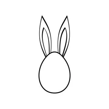 Funny Easter egg shape or frame with bunny ears. Illustrazione stock