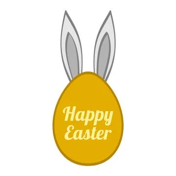 Funny Easter egg shape or frame with bunny ears. Stock Illustration
