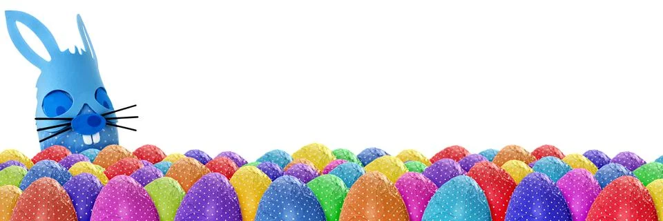 Funny Easter eggs banner Stock Photos