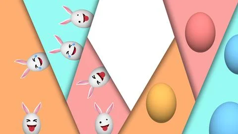 Funny easter eggs with colourful floating eggs on different shapes Stock Illustration