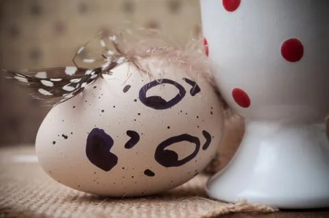 Funny easter eggs with expressive face drawning Stock Photos