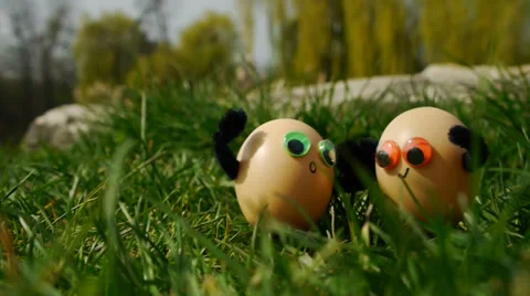 Funny easter eggs Stock Footage 36878425