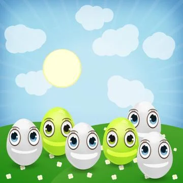 Funny easter eggs happy design Stock Illustration
