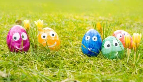 Funny easter eggs Stock Photos