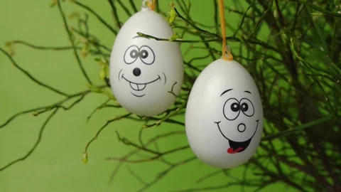 Funny Easter Eggs. Spring And Easter Background. Stock Footage 74107773