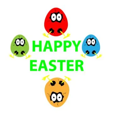 Funny easter eggs on white background Stock Illustration