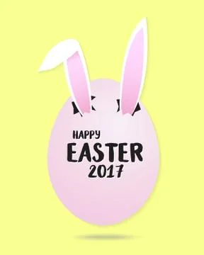 Funny easter greeting card rabbit ears in the egg Stock Illustration