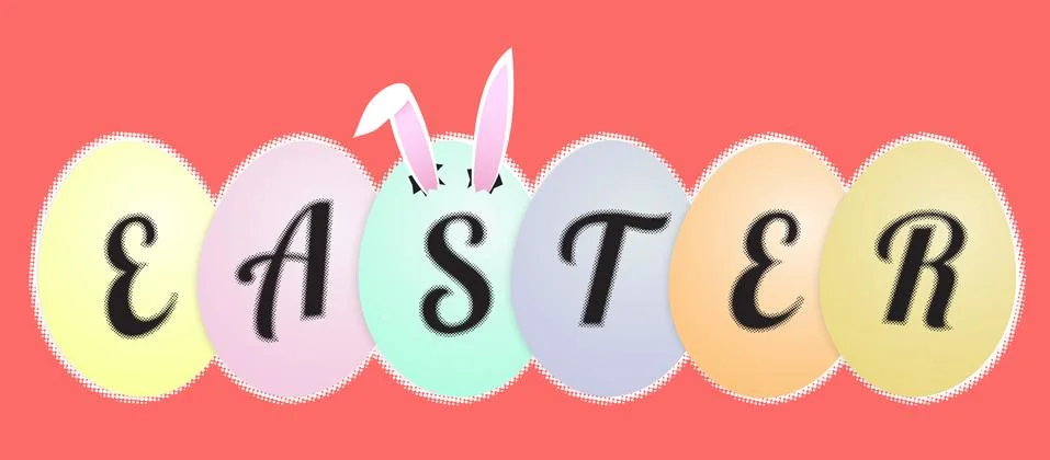 Funny easter greeting card rabbit ears in the egg in pastel tone イラスト素材
