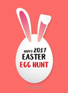 Funny easter greeting card rabbit ears in the egg Ilustração Stock