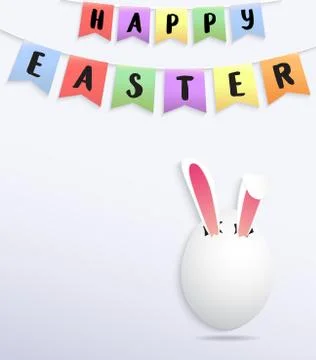 Funny easter greeting card rabbit ears in the egg Ilustração Stock